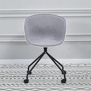 2020 Hot Sale Office Furniture Popular Fabric Upholstered Removable Revolving Office Chair With Metal Pulley Legs