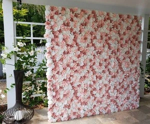 2020 latest artificial pink silk flower backdrop rose hydrangea flower wedding wall decor backdrop