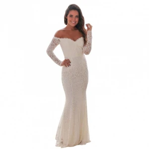 2020 New Fashion Stylewholesale White Off Shoulder Maxi Evening Bridesmaid Wedding Dress