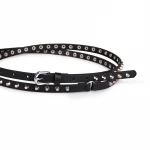 2020 New Woman's Punk Studded Waist Belt  Women Slim Black White  Grommet Leather Belts for Jeans Sinturones Para Mujer
