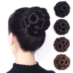 2022 9 Flower Shape Synthetic Hair Curly Hair Chignon Clip Bun Donut wig Roller Hairpieces for Women