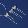 2024 Hot Selling Luxury Copper Jewelry Sets Butterfly Cuban Necklace & Zirconia Earrings for Women for Weddings Parties