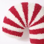 2024 Merry Christmas Gift Soft Cozy Teddy Fleece Candy Cane Shape Pillow Cushions For Home Decorative