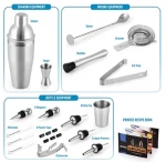 24-Piece Bartender Kit - Stainless Steel Bar Set 24oz Cocktail Shaker Set With Accessories - Professional Bartender Set