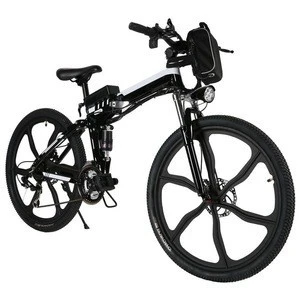 26&quot; 21 Speeds Electric Mountain Bike adult Bicycle with Super Lightweight Magnesium Alloy 6 Spokes Integrated