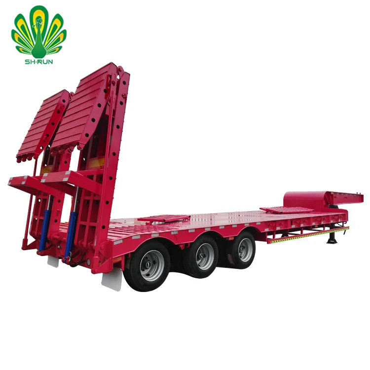 3 axles low bed semi trailer truck heavy loaders pavers transport lowbed semi trailer hydraulic