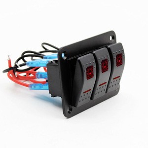 3 Gang Dual LED Light Switch Panel for Car Caravan Boat Car RV Yacht 12V/24V Universal Type Pre-wired