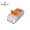 3 Way 6 Ports Quick Push-in Wire Terminal Block, Transparent Conductor Compact Wire Connector, SPL-3 Lever-Nut Wire Connector