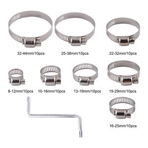 304 Stainless Steel Adjustable 8-44mm Range Worm Gear Hose Clamps