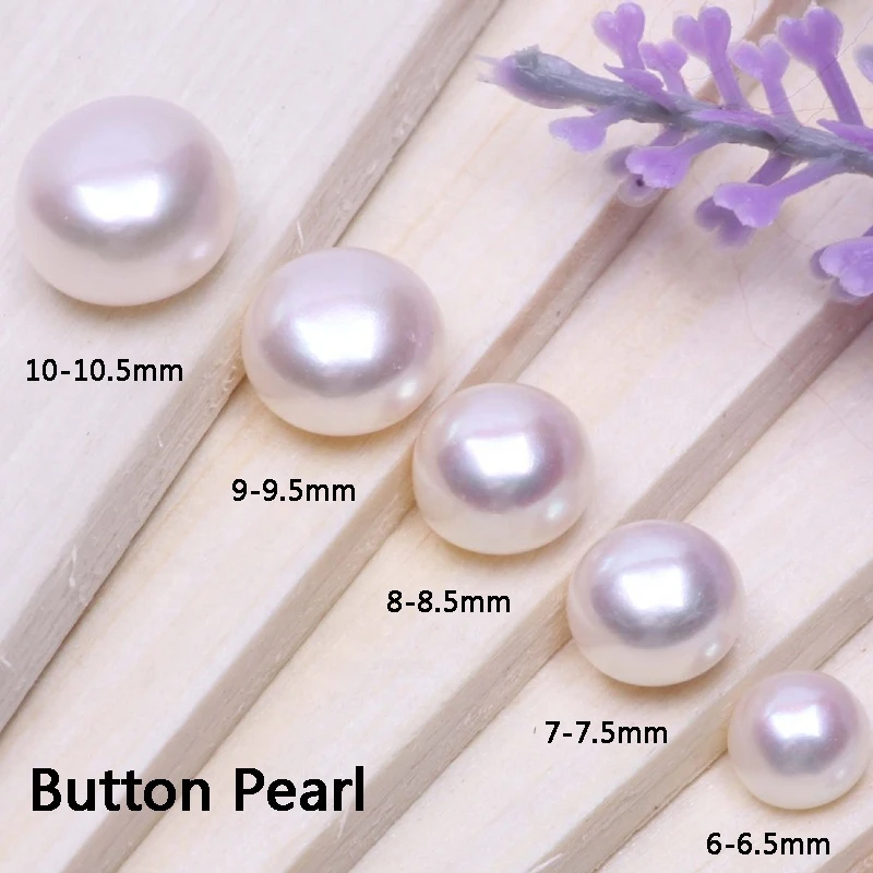 3A grade freshwater  pearl 5-6mm beautiful white color half drilled button natural freshwater various styles