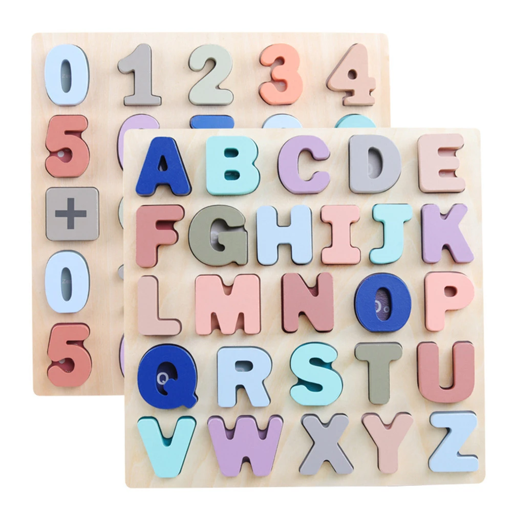 3D Design Alphabet Arabic Aumber Early Educational Wooden Cognition Board Toys Puzzle Toys