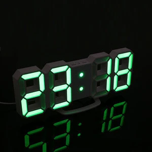 3D LED Wall Clock Saat Digital Alarm Clocks Display 3 Brightness Levels Watches Nightlight Snooze Home Kitchen Office Moment