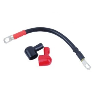 4 AWG Gauge Red  Black Pure Copper Battery Inverter Cables Boot Solar  RV Car Boat 9 in 3/8  Cable Lug Cover auto wire
