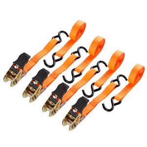 4pcs set 1 inch 15ft quick release premium ratcheting tie down strap with plastic coated S hook