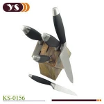 5 pcs TPR handle kitchen knife and wooden knife block set