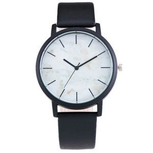 5102 New Arrival  British style Marble Watches Leather  Strap Creative Quartz Watch Men Women Wristwatches