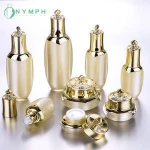 5g-50g 3-100ml luxury cosmetic packaging Golden plastic cosmetic jars and bottles