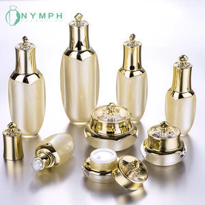 5g-50g 3-100ml luxury cosmetic packaging Golden plastic cosmetic jars and bottles