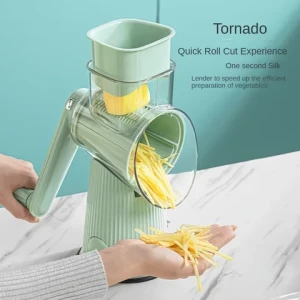 6 Interchangeable Blade Stainless Steel Manual Cutter Rotary Drum Vegetable Cutter Grater Slicer Multifunction Fruit Utensil