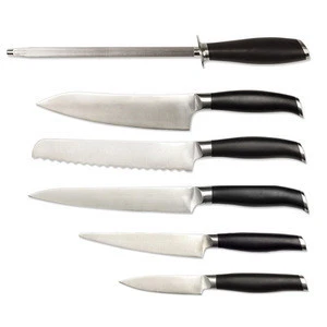 6 Piece Stainless Steel Kitchen POM Handle Knife Set with Sharpener
