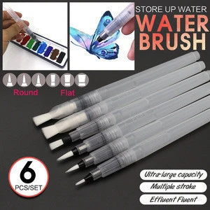 6Pcs Different Shape Large Capacity Barrel Water Paint Brush Set For Self Moistening Pen Calligraphy Drawing Art Supplies