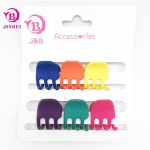 6pk  fashionable plastic hair claw customized color rubber mini hair claw