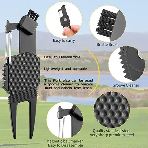 7 in 1 multipurpose zinc alloy metal golf divot repair tool multi functional golf tool with custom ball marker