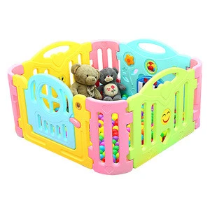 8 panels colorful plastic folding safety baby playpen for playing