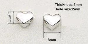 8*6.5mm  925 Sterling Silver Heart Shape  Beads For Fine Jewelry
