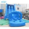 Adult popular amusement blue inflatable water wave slide with double slip and pool