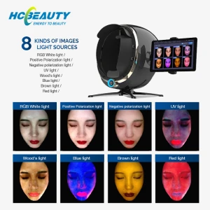 Advanced facial skin analyzer Multi-language detector eight spectrum 3D skin analysis uv analyzer with pad