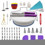 Amazon Hot Sale 106 pcs Multi-function DIY Rotating Turntable Bakeware Sets Pastry Tube Fondant Cake Tools Decorating Kits