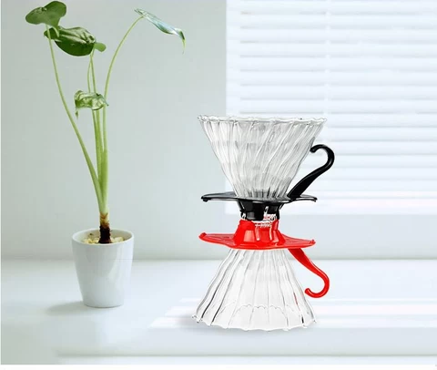 Amazon hot sell custom  barista tool V60  glass percolator coffee glass dripper