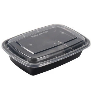 Amazon top seller 2019 10-pck 600ml black plastic microwaveable & Freezer compartment disposable food container with clear lid