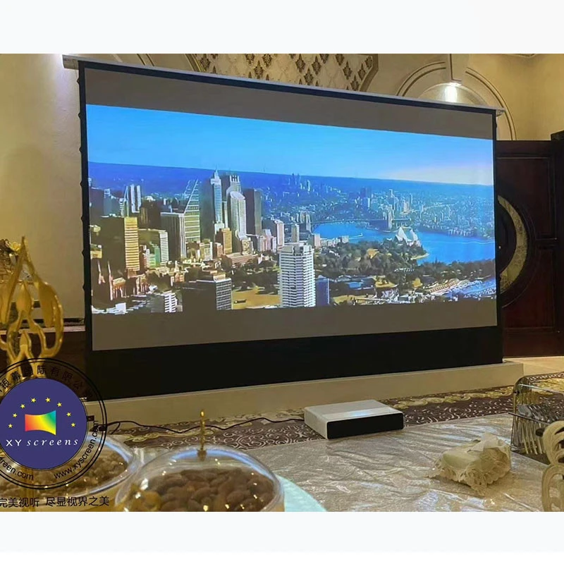 ambient light rejecting projection screen 80&quot;-150&quot; ALR Grey  Electric floor rising up projector screen for UST Projector