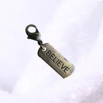 Antique Bronze Custom Logo Metal bracelet Charms With lobster Clasp Mini Logo Metal zipper pull
