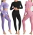 Apparel Stock Womens 3 Piece Outfit Crop Top and Bra Bottom Leggings sets Seamless Yoga Gym dot shark yoga activewear set