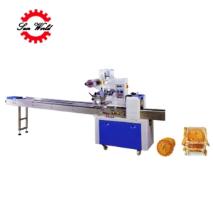 Automatic horizontal flow pillow bread packaging machinery for snacks packing machine