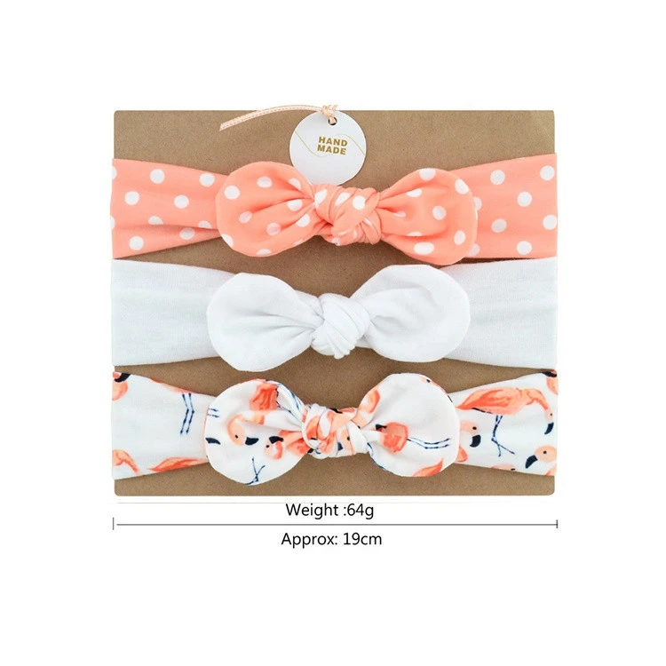 Baby girl headbands 3 pack toddler stretchy cotton knotted tie newborn headwrap bows hair accessories