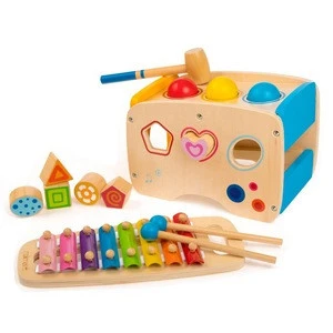 baby toddler Xylophone music instruction pounding bench toy wooden educational toys for 1 2 3 4 year olds
