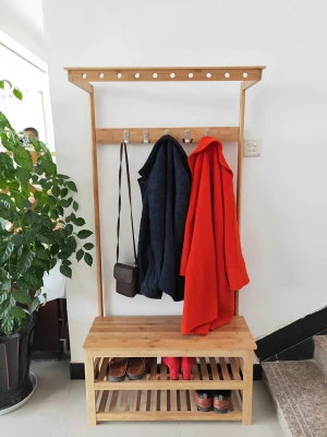 Bamboo clothes & 2-tier shoes rack