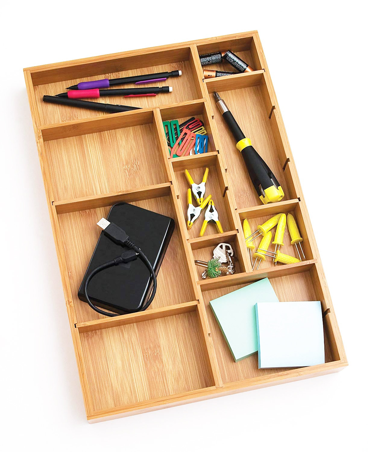 Buy Bamboo Desk Storage Organizer Adjustable Desktop Display Shelf Rack ...