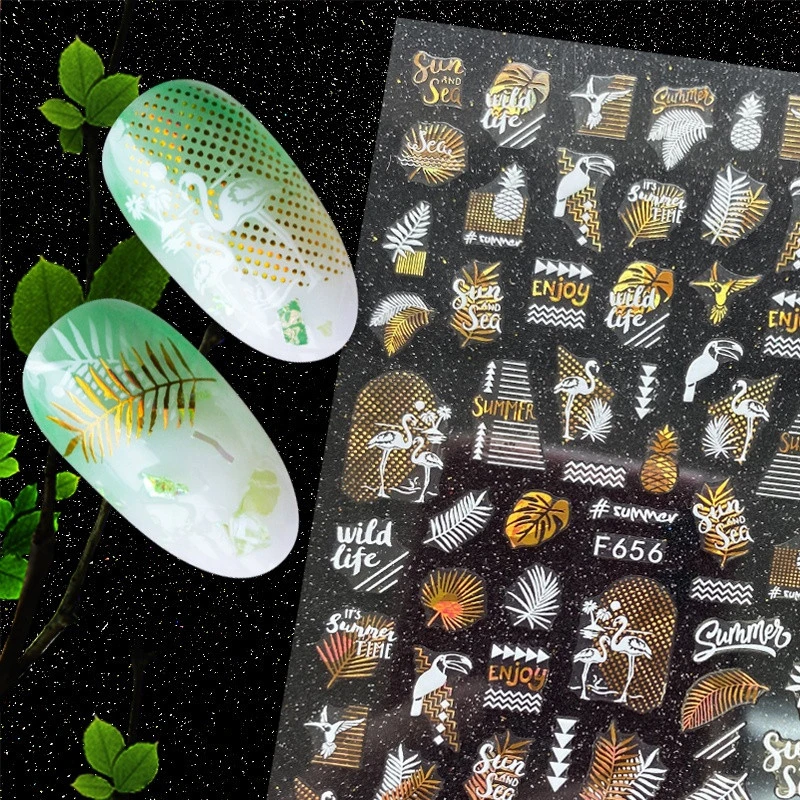 Beautiful four color laser summer design nail art sticker wholesale nail supplies for beauty
