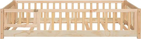 Bedroom furniture, childrens bed rails, wooden natural childrens floor beds