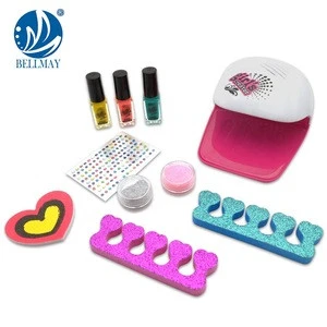 Bemay Toy Electric Pretend Play Design Your Nails Polish Glam Salon Make Up Jewelry Making Kit For Girls