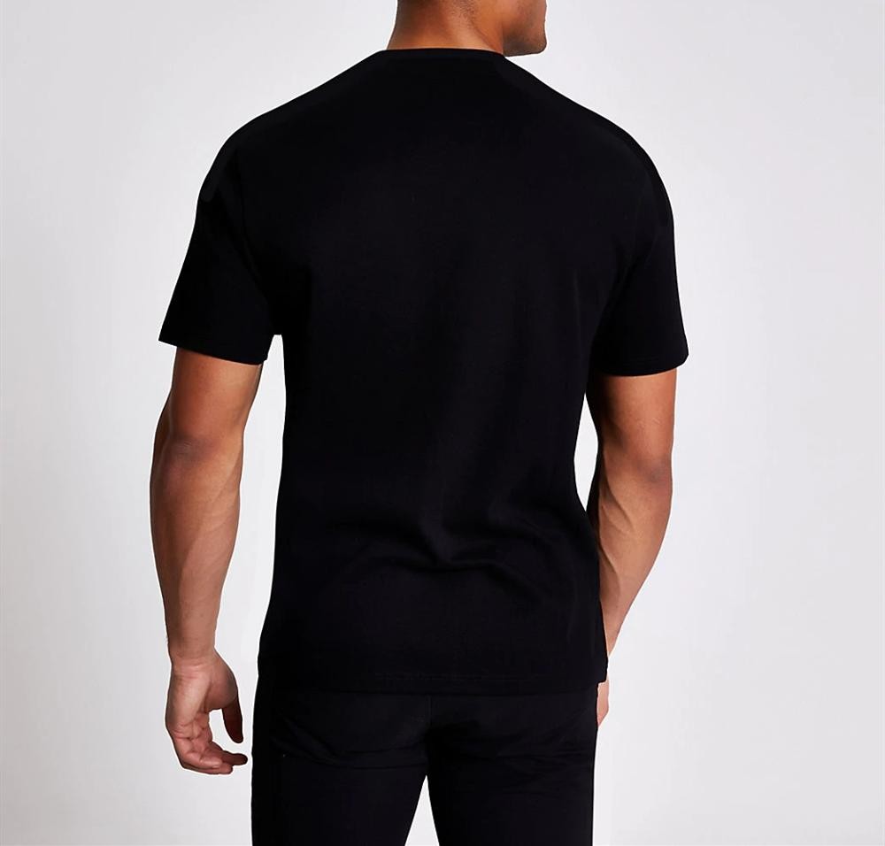 Black short sleeves t shirt for men 2020 cotton custom logo pocket front OEM service stylish t shirts for men