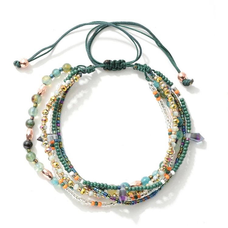 Bohemian women bracelet jewelry charm bracelet woven seed bead crystal  bracelet
