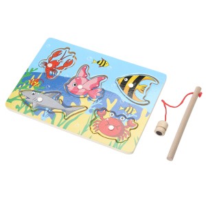 Brand New Baby Kid Wooden Magnetic Fishing Game 3D Jigsaw Puzzle Toy Interesting Baby Children Educational Puzzles Toy Gift