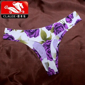 Breathable hipster briefs low waist floral painting women one piece sexy ladies underwear