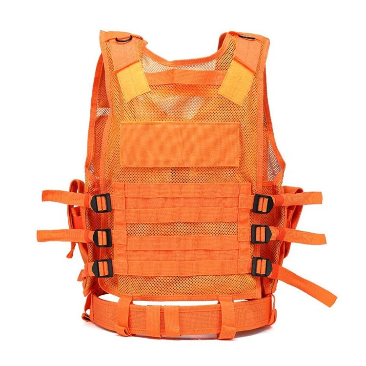 Breathable Molle Adjustable NIJ III Tactical Vest Blaze Orange Hunting Vest with Holster for Outdoor Training